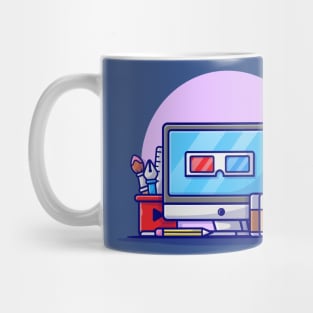 Multimedia Cartoon Vector Icon Illustration Mug